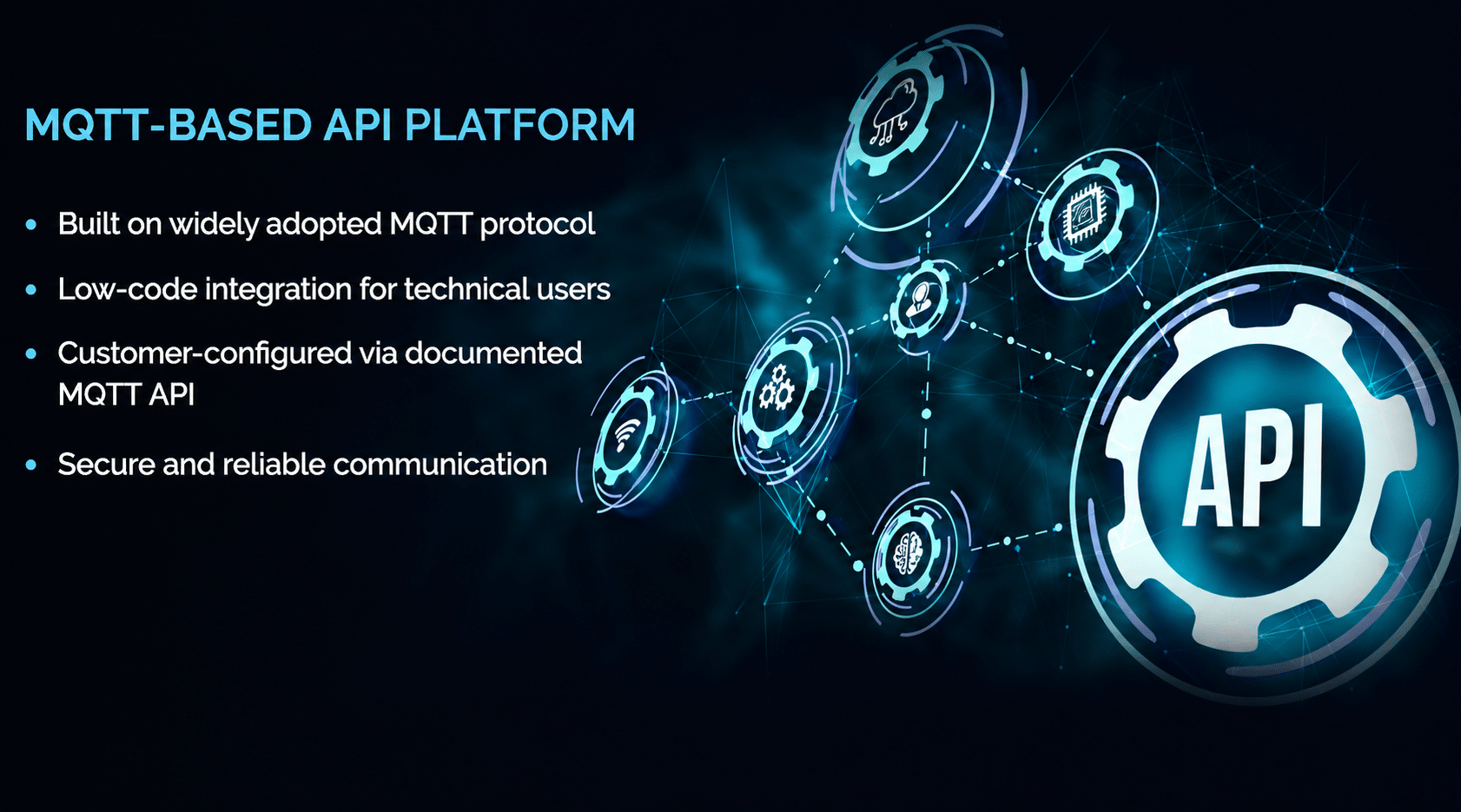 MQTT API integration diagram for Lumiring access control controllers — customer-configured via documented APIs